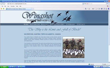 Hunting web design project for a hunting outfitter